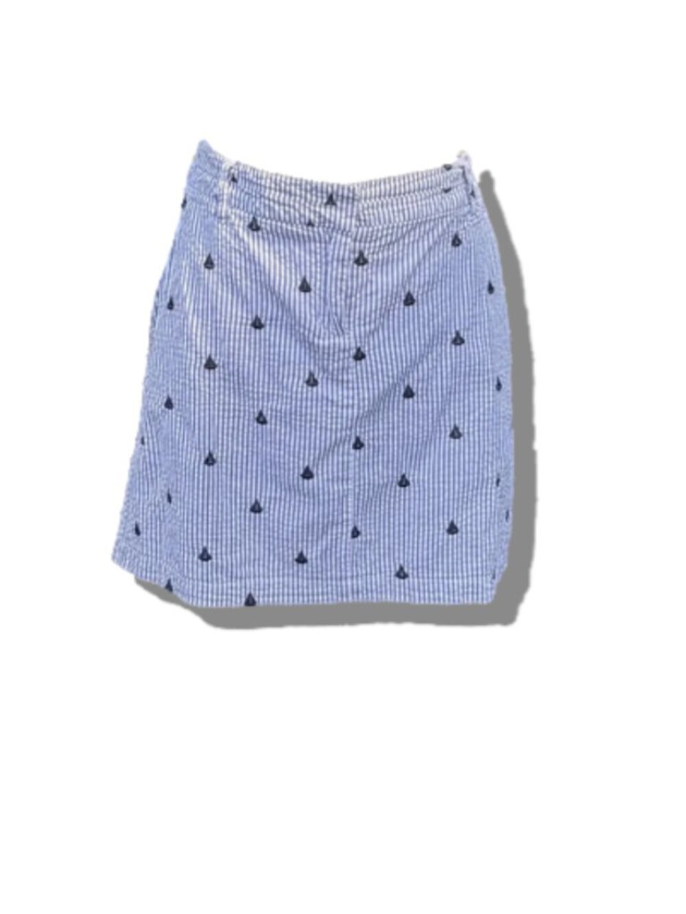 British Khaki Embroidered Sailboat Seersucker Skirt